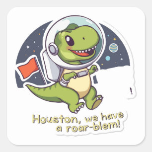 Astronaut Dinosaur Sticker   Prehistoric Space Pun