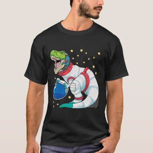 Astronaut Dinosaur T Rex Astro Space Stars Funny K T_Shirt