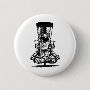 Astronaut Disc Golf Yoga Sket  Button