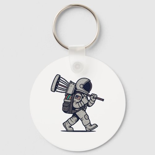 Astronaut Disc Golfer Funny Disc Golf  Keychain