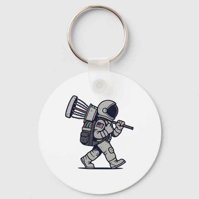 Astronaut Disc Golfer Funny Disc Golf  Keychain (Front)