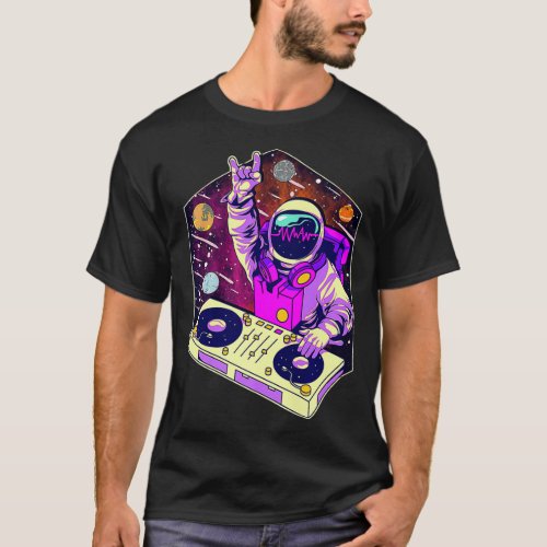 Astronaut DJ Music Psychedelic Psytrance Techno T_Shirt