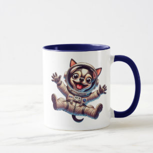 Astronaut dog floating in space. mug