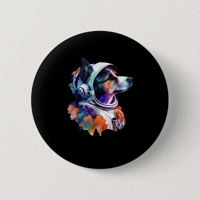 Astronaut Dog space Cute Dog Lover for Kids men an Button (Front)