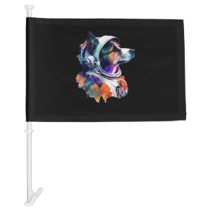 Astronaut Dog space Cute Dog Lover for Kids men an Car Flag