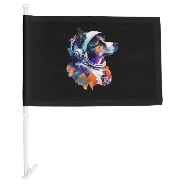 Astronaut Dog space Cute Dog Lover for Kids men an Car Flag (Front)