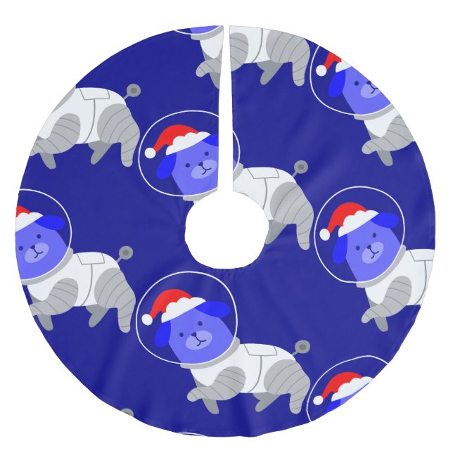 astronaut dog ugly christmas santa  brushed polyester tree skirt (Front)