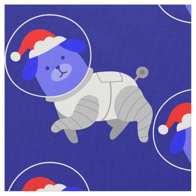 astronaut dog ugly christmas santa  fabric (Close Up)