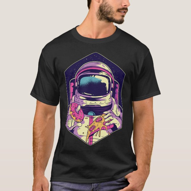 Astronaut Donut Pizza T-Shirt (Front)