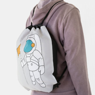 Astronaut Doodle Drawstring Bag