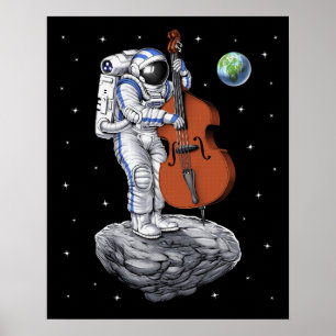 Astronaut Double Bass Player Poster