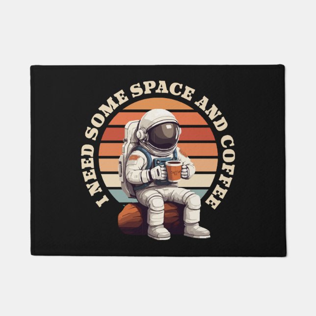 Astronaut Drinking Coffee Doormat (Front)