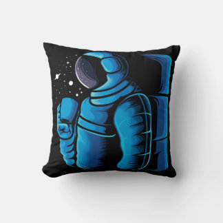 Astronaut Drinking Coffee In Space Throw Pillow