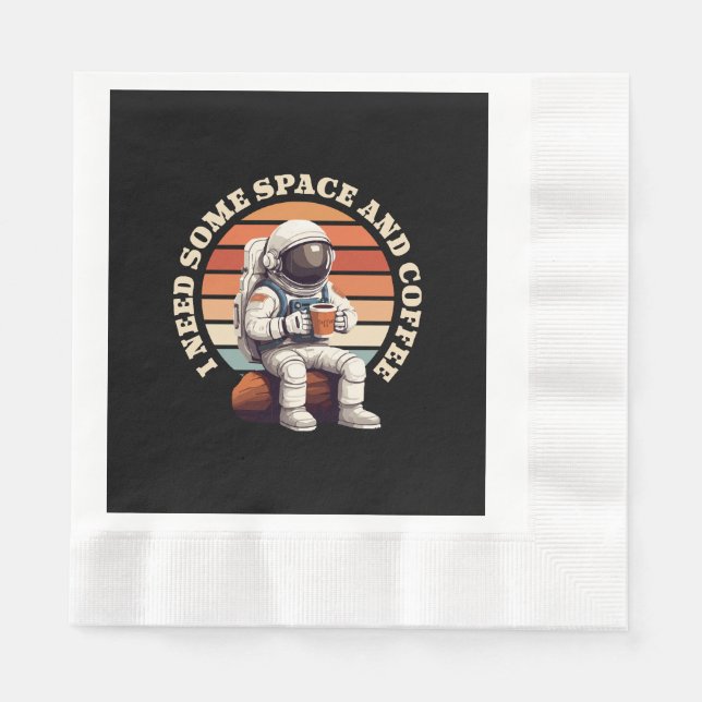 Astronaut Drinking Coffee Napkins (Front)