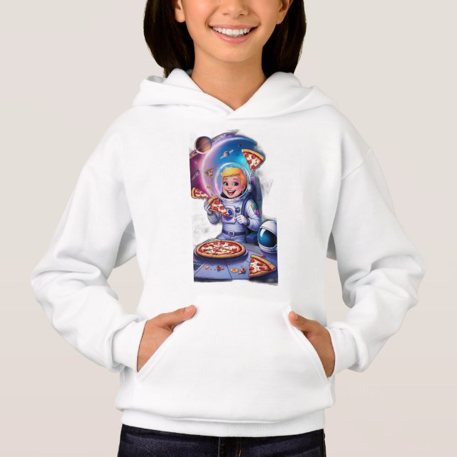 Astronaut eating pizza in space. hoodie (Front)
