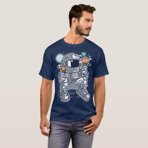 Astronaut eating planetary ice cream in space T_Shirt