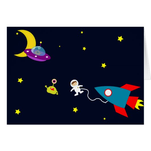 Astronaut Encounters Aliens in Space Cards (Front Horizontal)