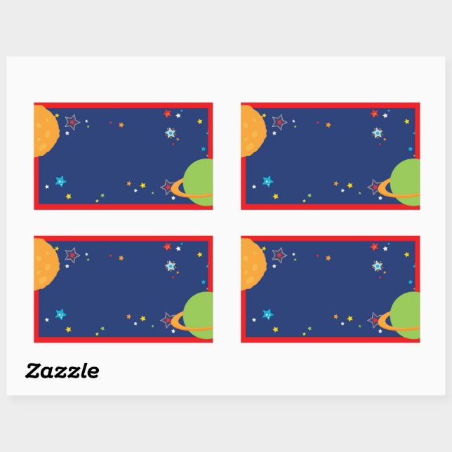 Astronaut Favor Box Blank Label Stickers (Sheet)