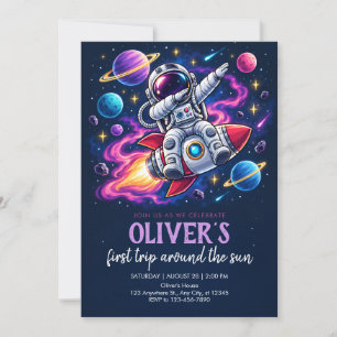 Astronaut First Birthday Invitation