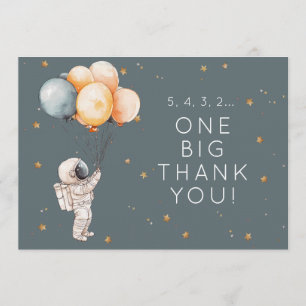 Astronaut First Birthday Thank You Card