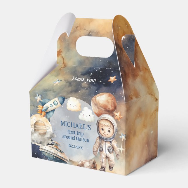 Astronaut First Trip Around The Sun Favor Box (Front Side)