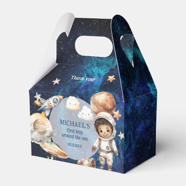 Astronaut First Trip Around The Sun Favor Box (Front Side)