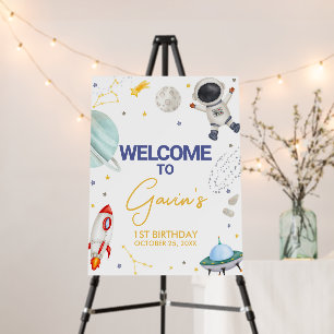 Astronaut First Trip Birthday Party Welcome Sign