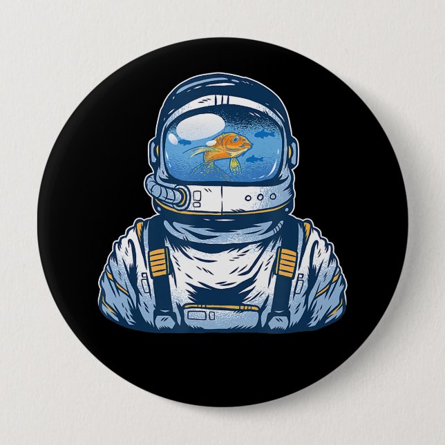 Astronaut Fishbowl Helmet Goldfish Spaceman Suit Button (Front)