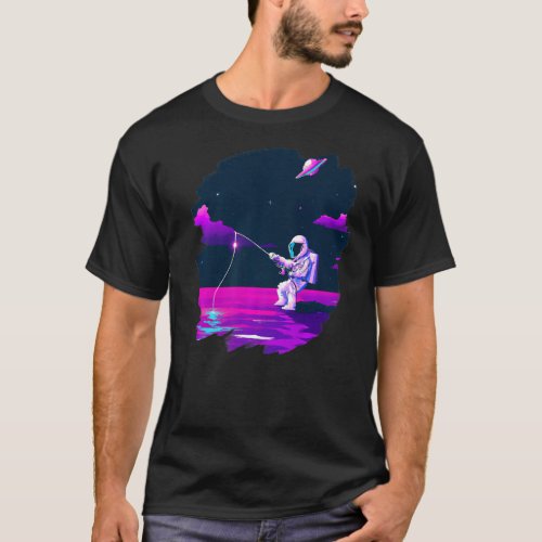 Astronaut Fishing Boat Space Ocean Lake Cool Fish  T_Shirt