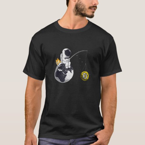 Astronaut Fishing Dogecoin Crypto Currency Moon Ho T_Shirt