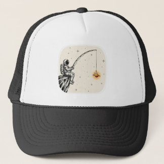 Astronaut Fishing for Saturn - Surreal Space Art Trucker Hat