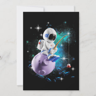 Astronaut Fishing In Outer Space Galaxy Save The Date