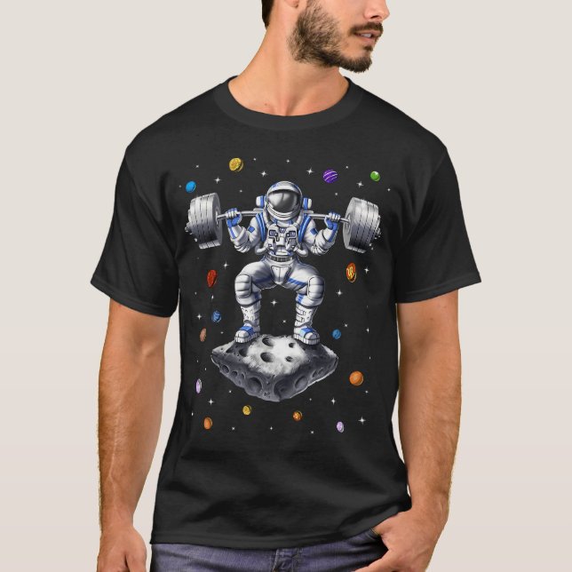 Astronaut Fitness Squats T-Shirt (Front)
