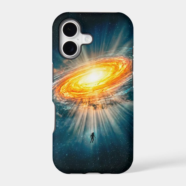 Astronaut Floating Golden Galaxy Space Sci-Fi iPhone Case (Back)