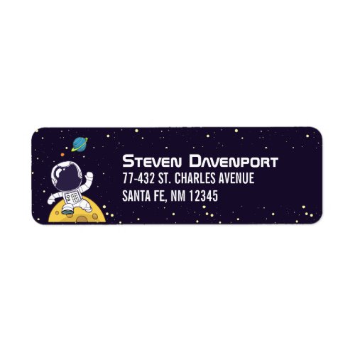Astronaut Floating in Outer Space Illustration Label