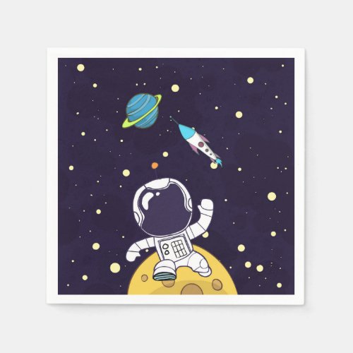 Astronaut Floating in Outer Space Napkins