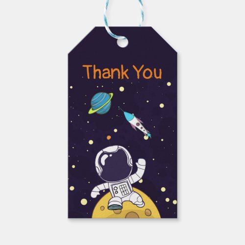 Astronaut Floating in Outer Space Thank You Gift Tags