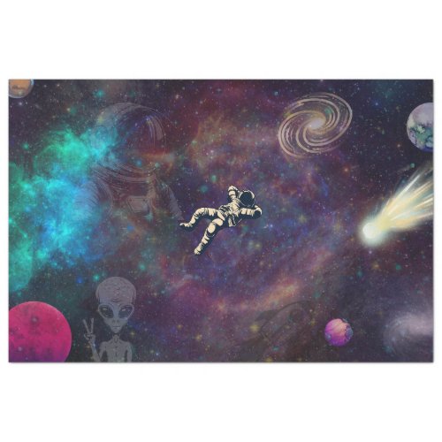 Astronaut Floating in Space Decoupage Paper