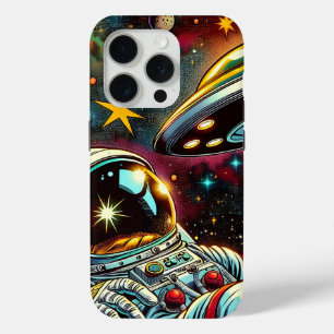 Astronaut Floating in Space with a UFO Ai Art iPhone 15 Pro Case