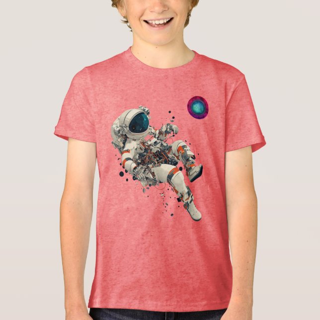 Astronaut Floating Space Adventure T-Shirt Tri-Blend Shirt (Front)