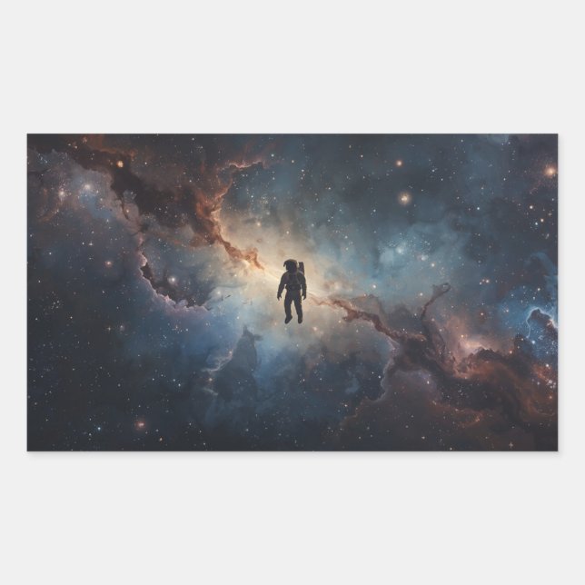 astronaut floating through the vastness of space rectangular sticker (Front)
