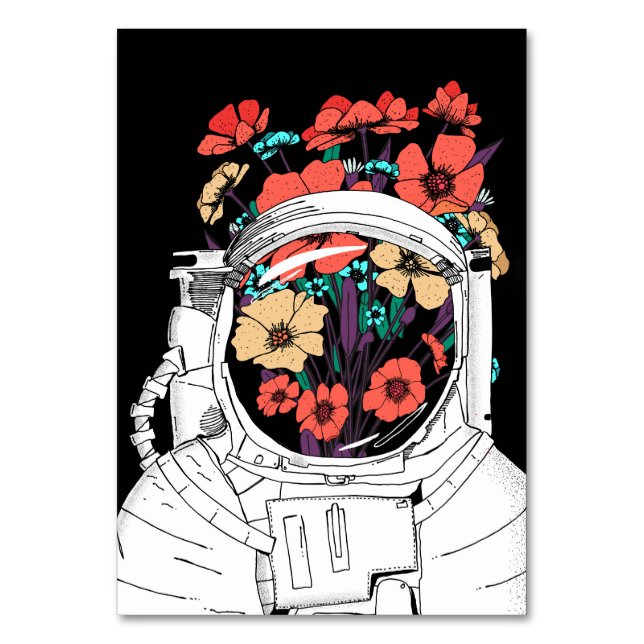 Astronaut Floral space art Table Number (Front)