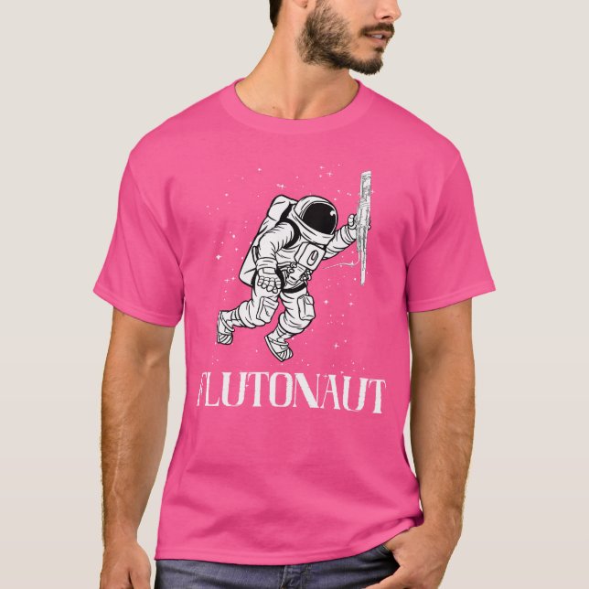 Astronaut Flutist Flute Player Music Instrument Fl T-Shirt (Front)