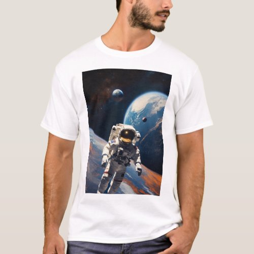 astronaut flying style design mans  T_Shirt