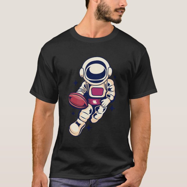 Astronaut Football Space Sport Fun Cool Fall T-Shirt (Front)