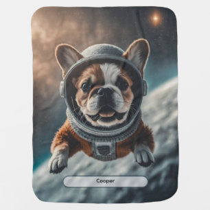 Astronaut French Bulldog Space Nursery Baby Blanket