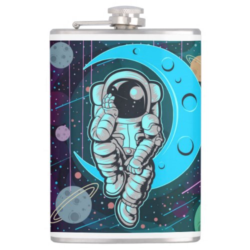 astronaut full color flask