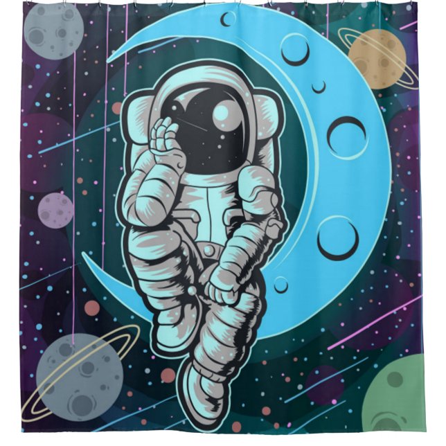 astronaut full color shower curtain (Front)