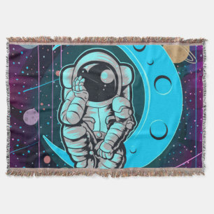 astronaut full color throw blanket