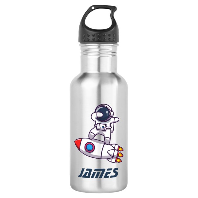 Astronaut Fun Gourde Personalized Child Stainless Steel Water Bottle (Front)